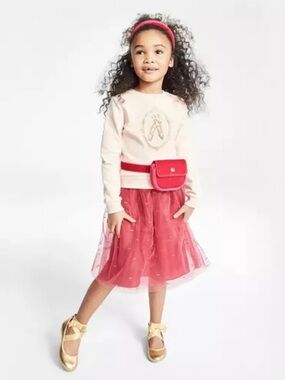 Janie and Jack Juno Valentine Shimmer Bow Tulle Skirt